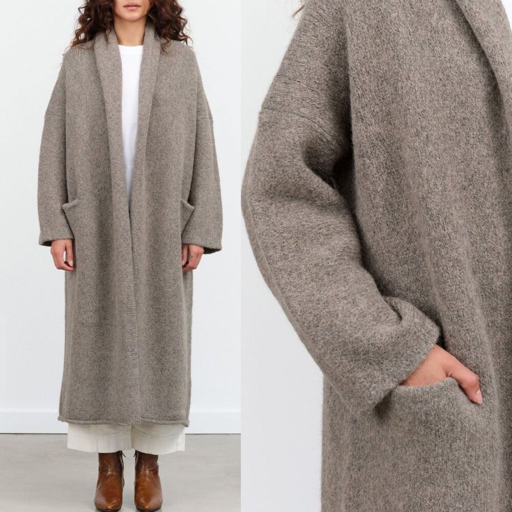 Lauren Manoogian Cardigan Long Shawl Alpaca Duster Cardigan Gray O/S - Picture 6 of 9